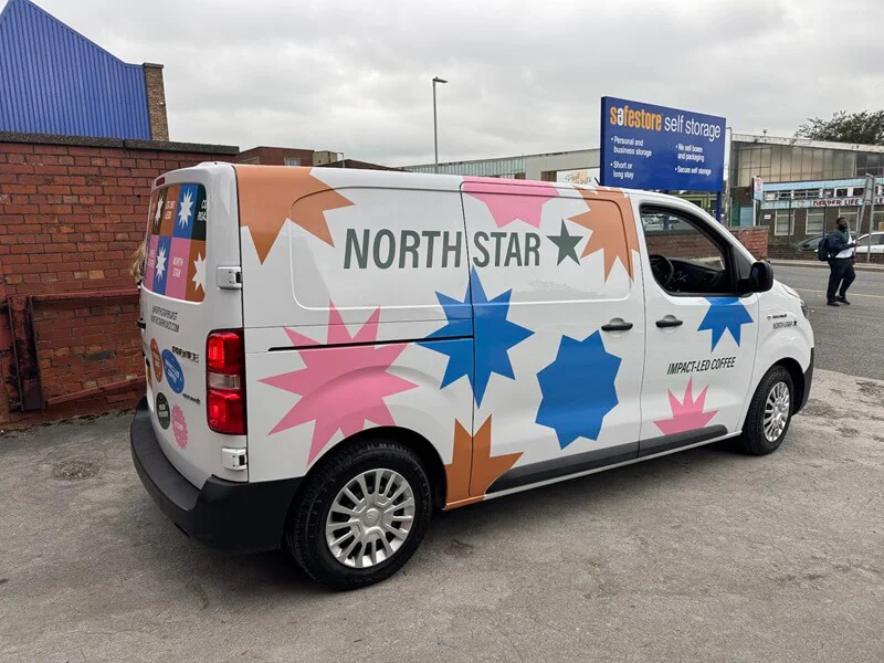 An image of the North Star Coffee van wrap and graphics.